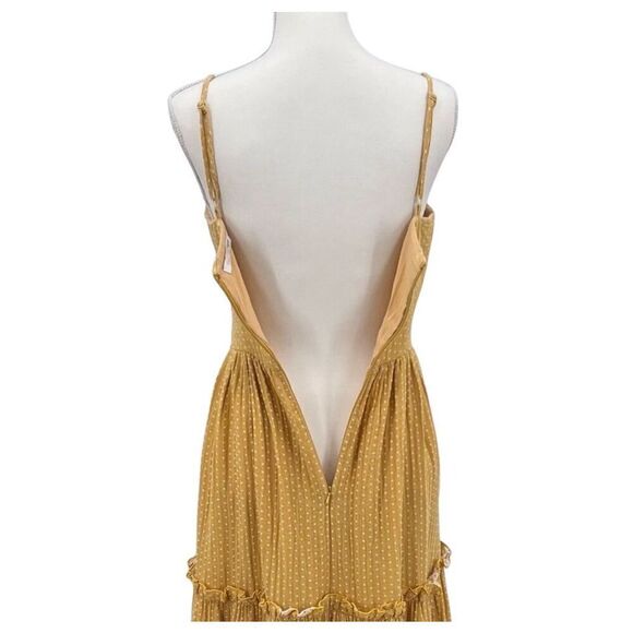 TALULAH La Maison Dress Cotton Midi White Polka Dots  Yellow Size XS - Picture 7 of 14